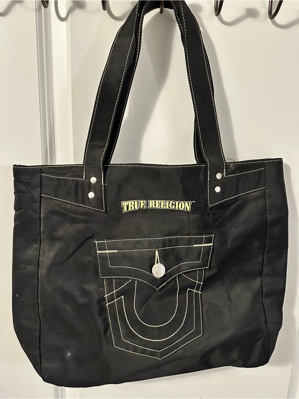 True Religion Black Tote with Contrast Stitching